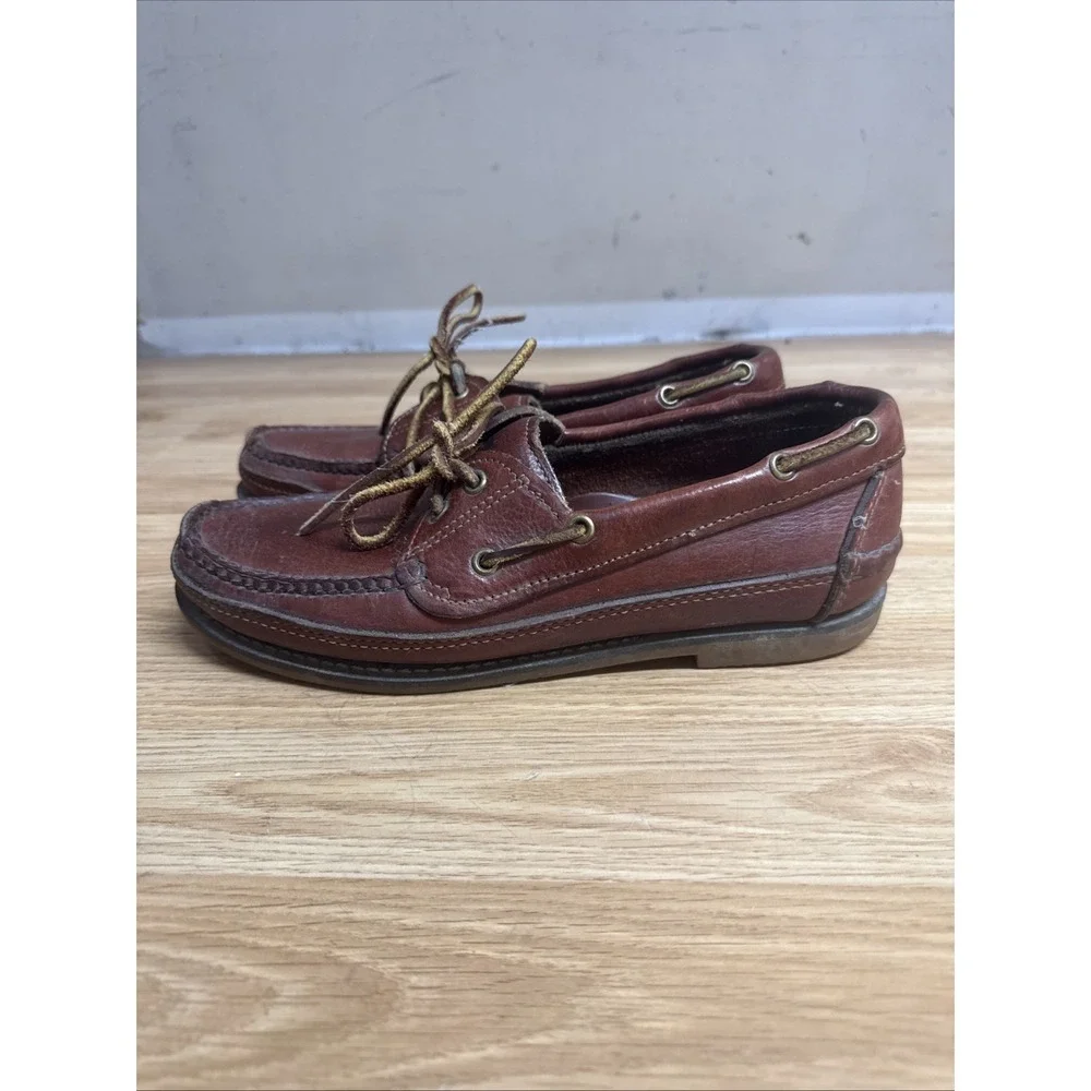 Vintage Orvis Gokey Handmade Leather Boat Shoes Moc Toe Men US 10D
